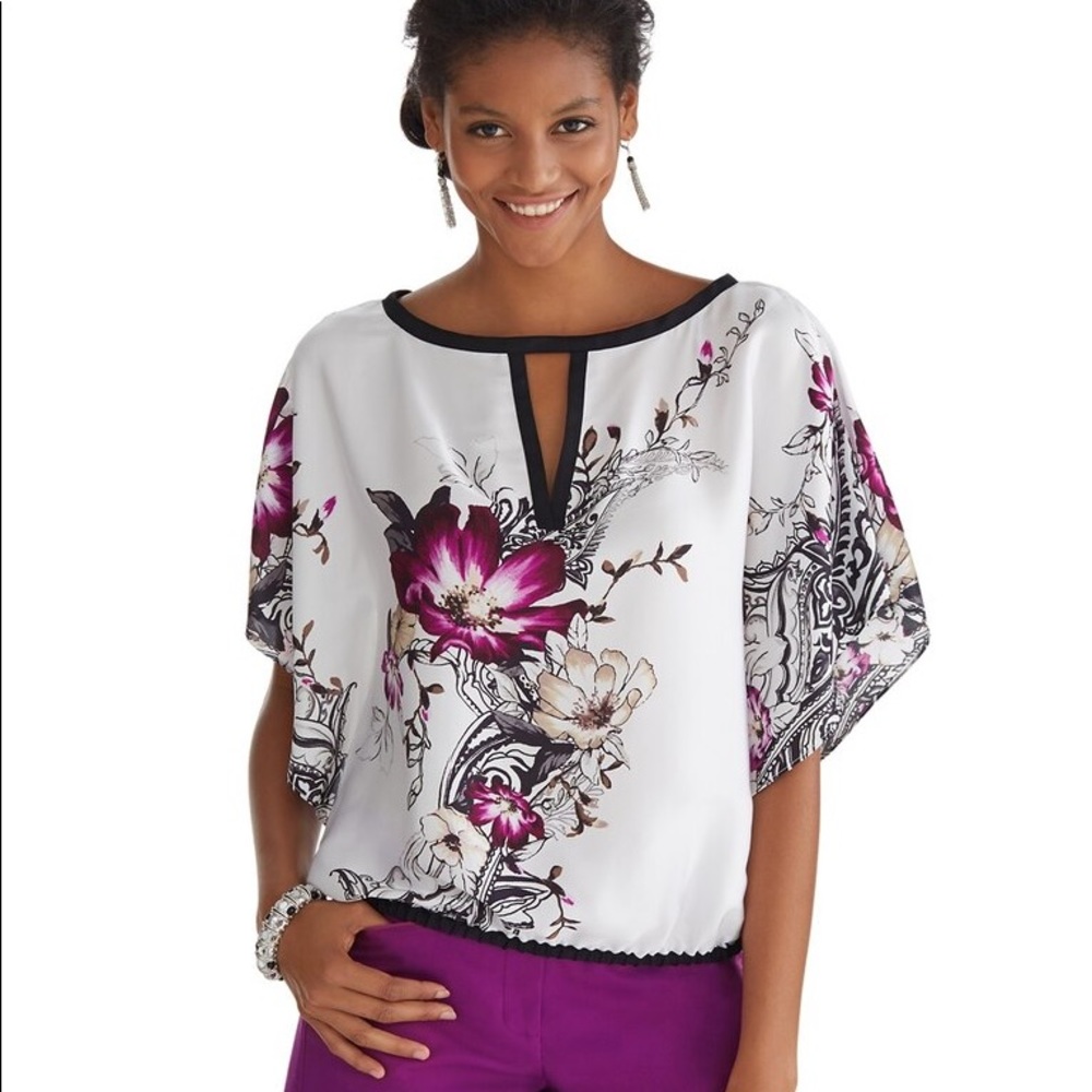 White House Black Market Floral Printed Blouse
